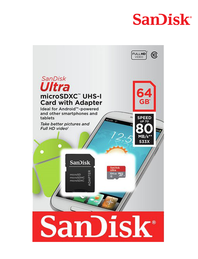 Sandisk Ultra MicroSDXC 64GB - 80MB/S